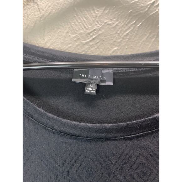 The Limited Women's Fitted Tee Shirt Black Size Medium Textured Round Neck Y2K - Picture 3 of 3